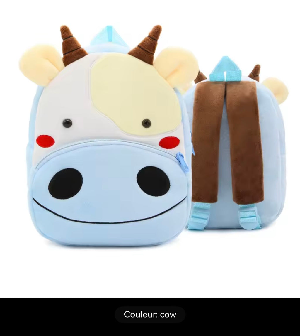 Sac à dos enfant animaux 3D en peluche - Kawaii maternelle