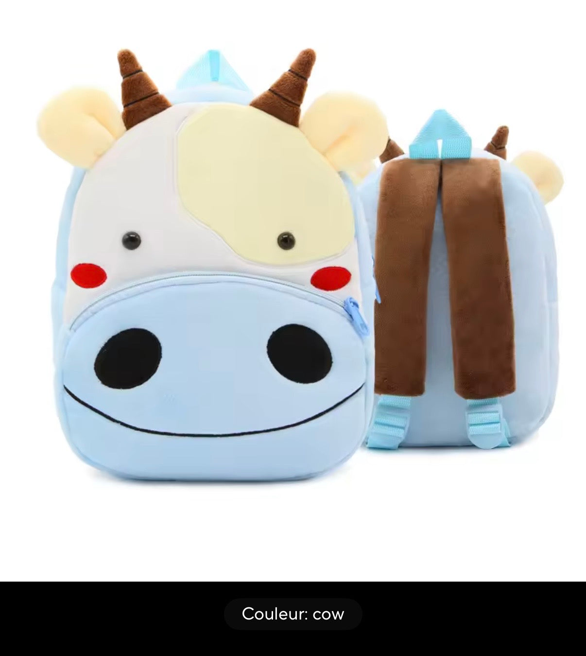 Sac à dos enfant animaux 3D en peluche - Kawaii maternelle