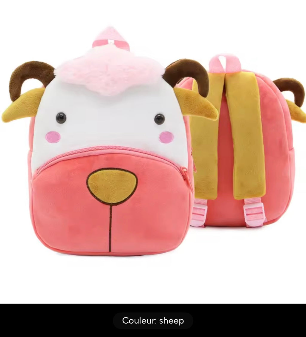 Sac à dos enfant animaux 3D en peluche - Kawaii maternelle