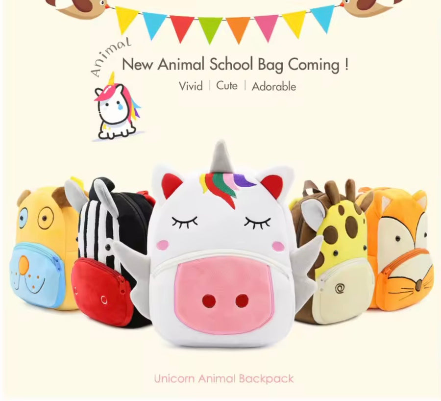 Sac à dos enfant animaux 3D en peluche - Kawaii maternelle