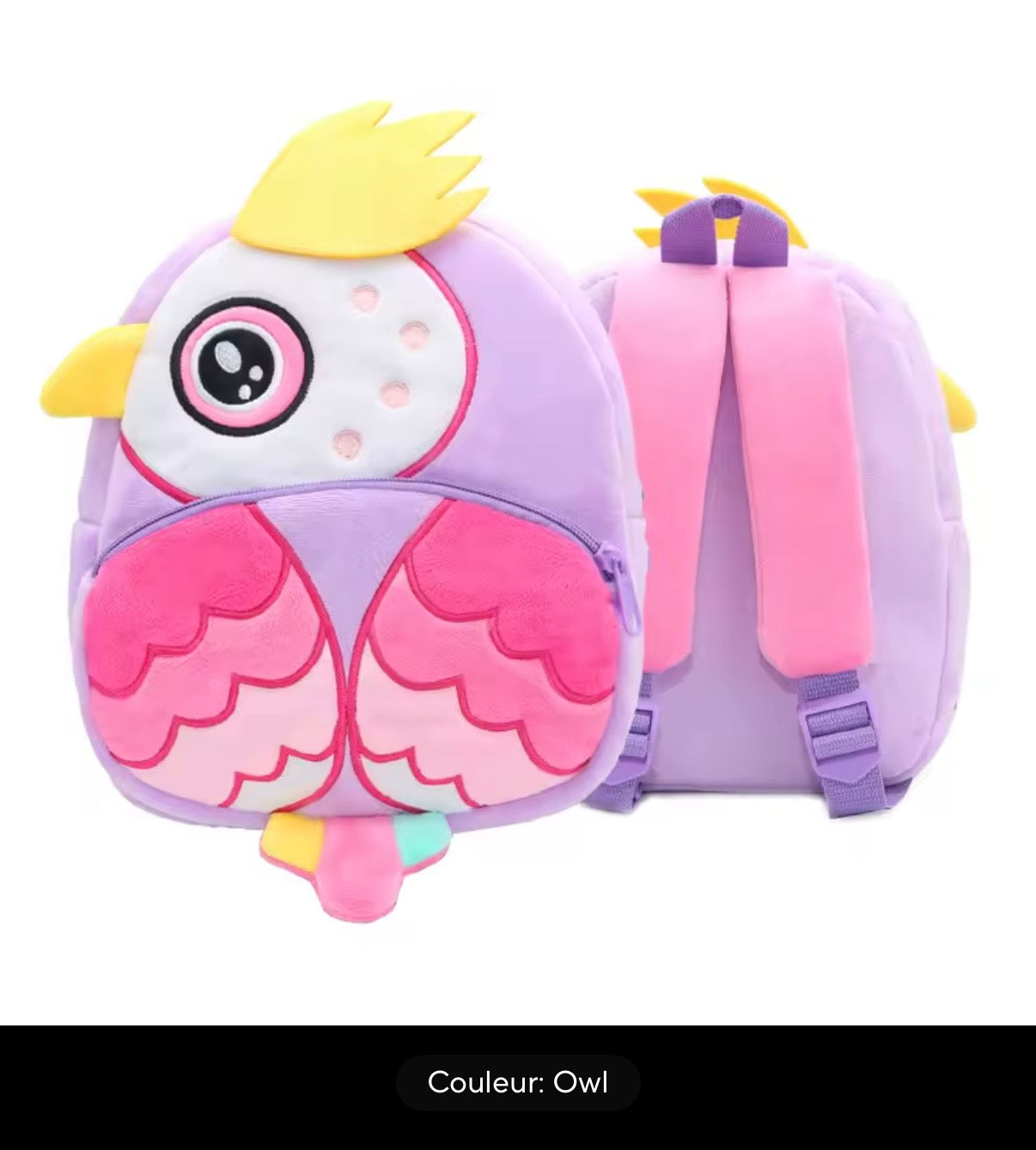 Sac à dos enfant animaux 3D en peluche - Kawaii maternelle