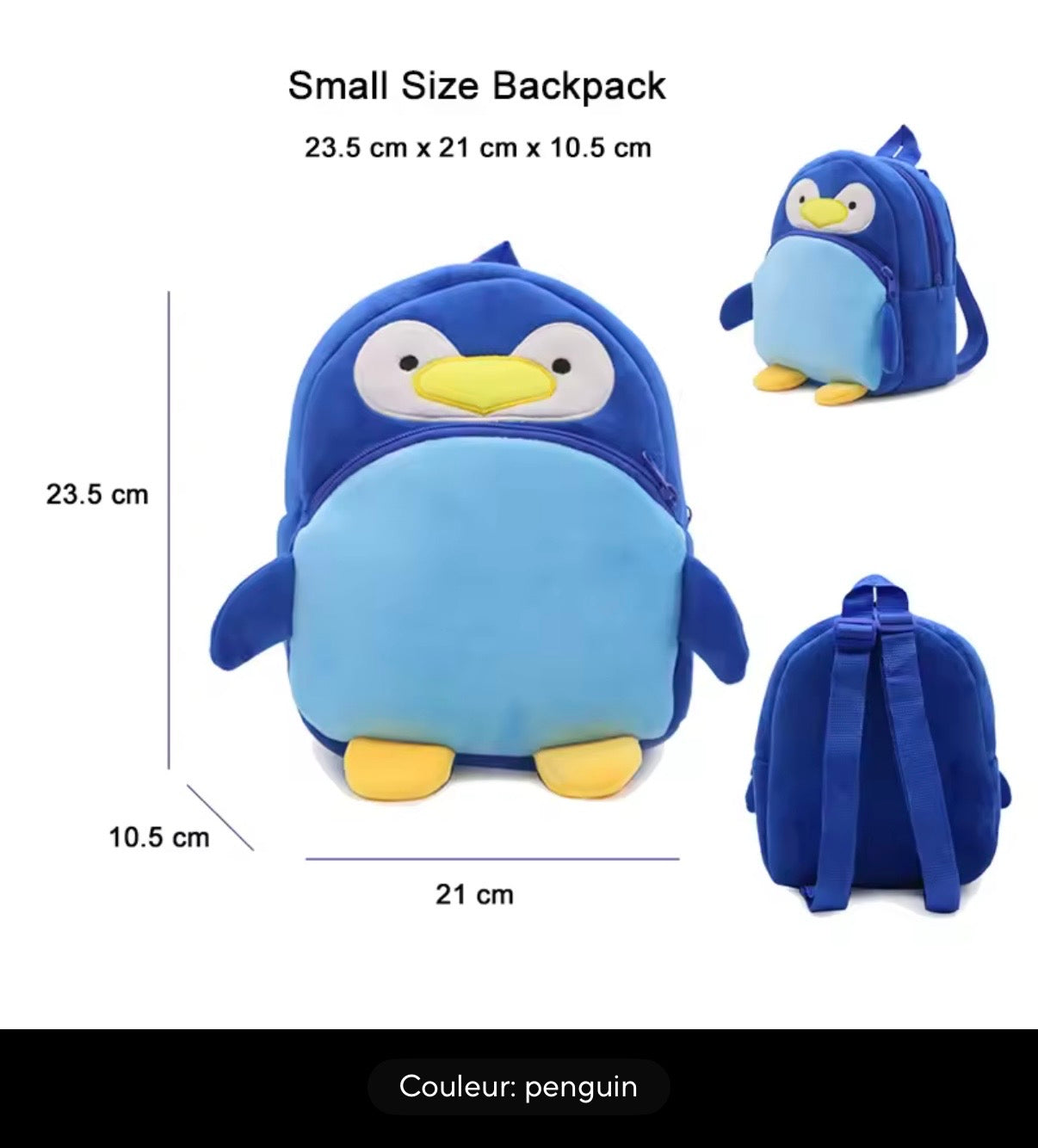 Sac à dos enfant animaux 3D en peluche - Kawaii maternelle