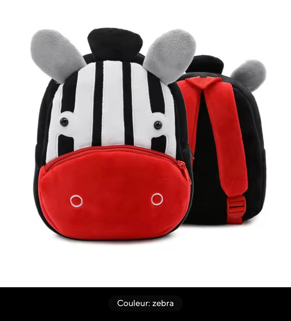 Sac à dos enfant animaux 3D en peluche - Kawaii maternelle