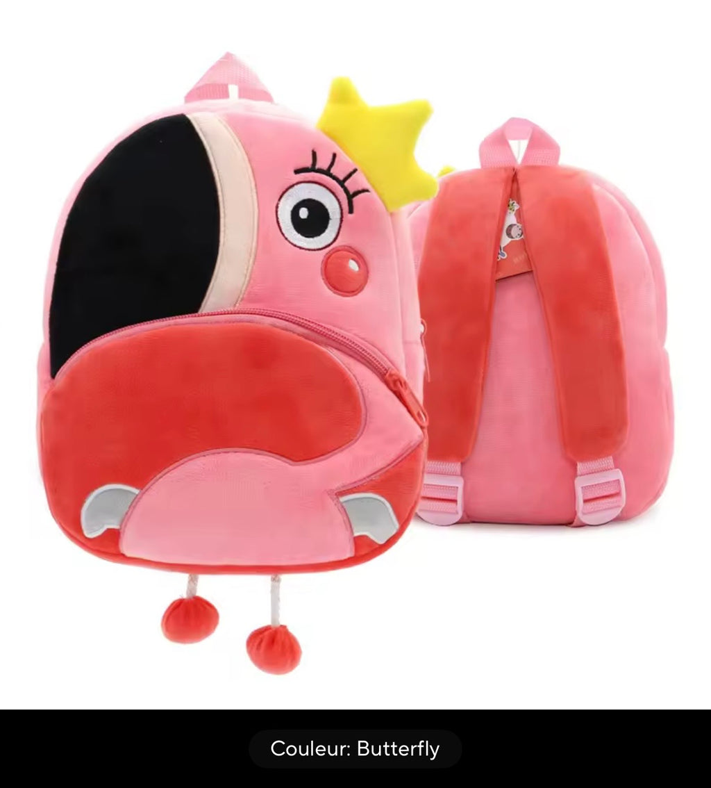 Sac à dos enfant animaux 3D en peluche - Kawaii maternelle