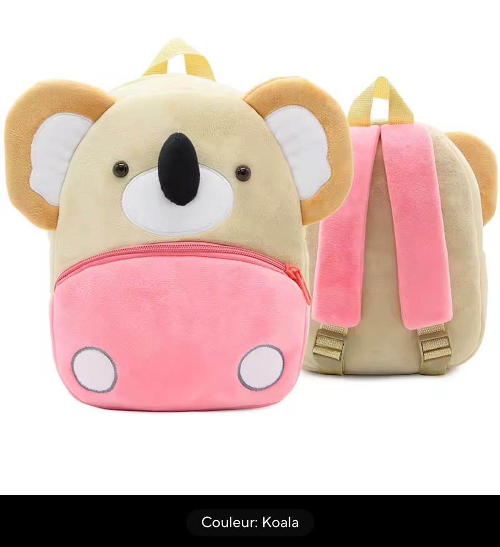Sac à dos enfant animaux 3D en peluche - Kawaii maternelle