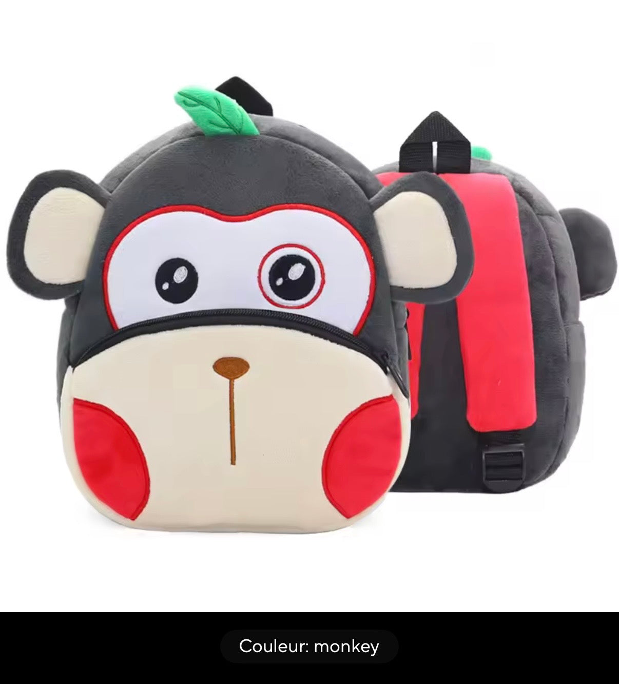 Sac à dos enfant animaux 3D en peluche - Kawaii maternelle