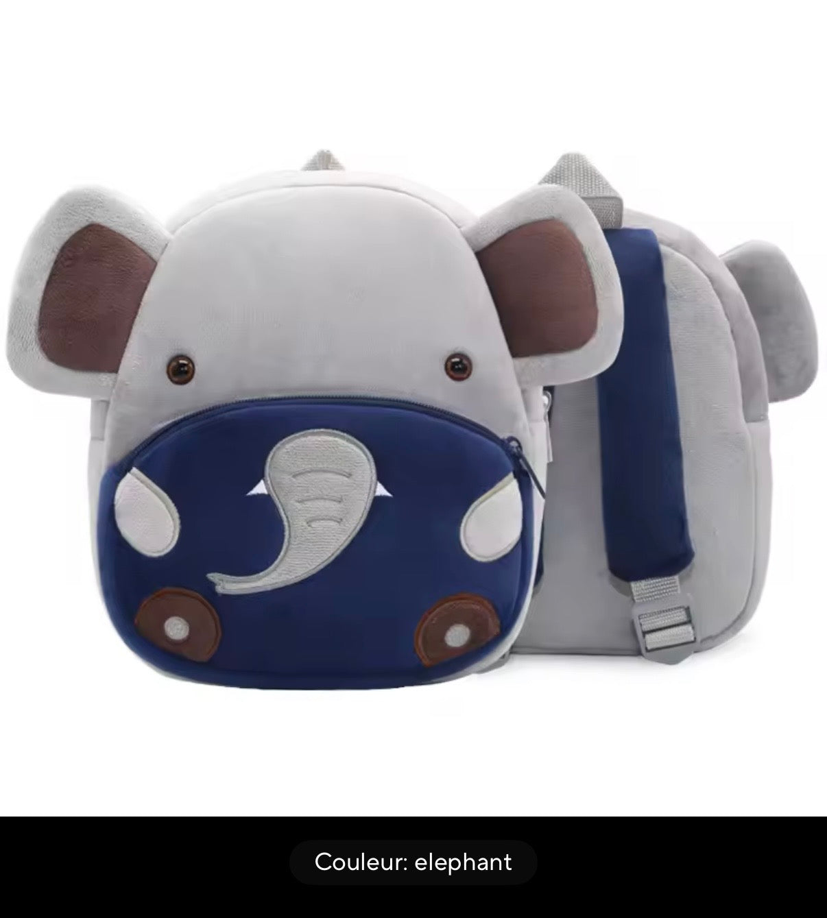 Sac à dos enfant animaux 3D en peluche - Kawaii maternelle