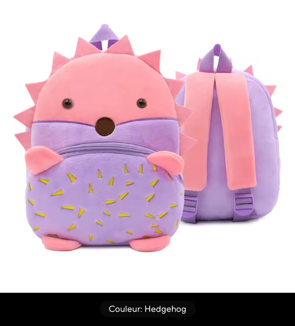 Sac à dos enfant animaux 3D en peluche - Kawaii maternelle