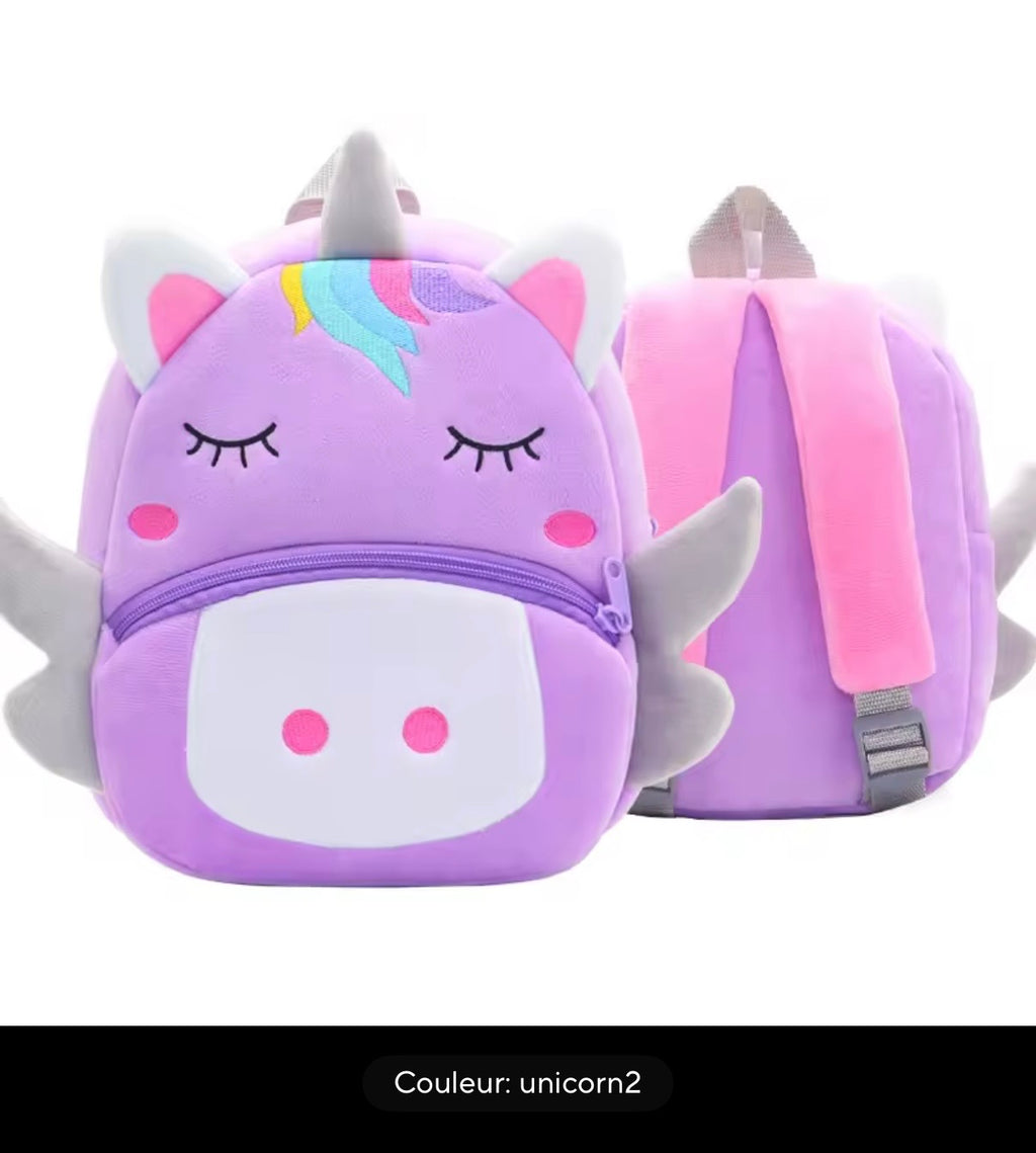 Sac à dos enfant animaux 3D en peluche - Kawaii maternelle