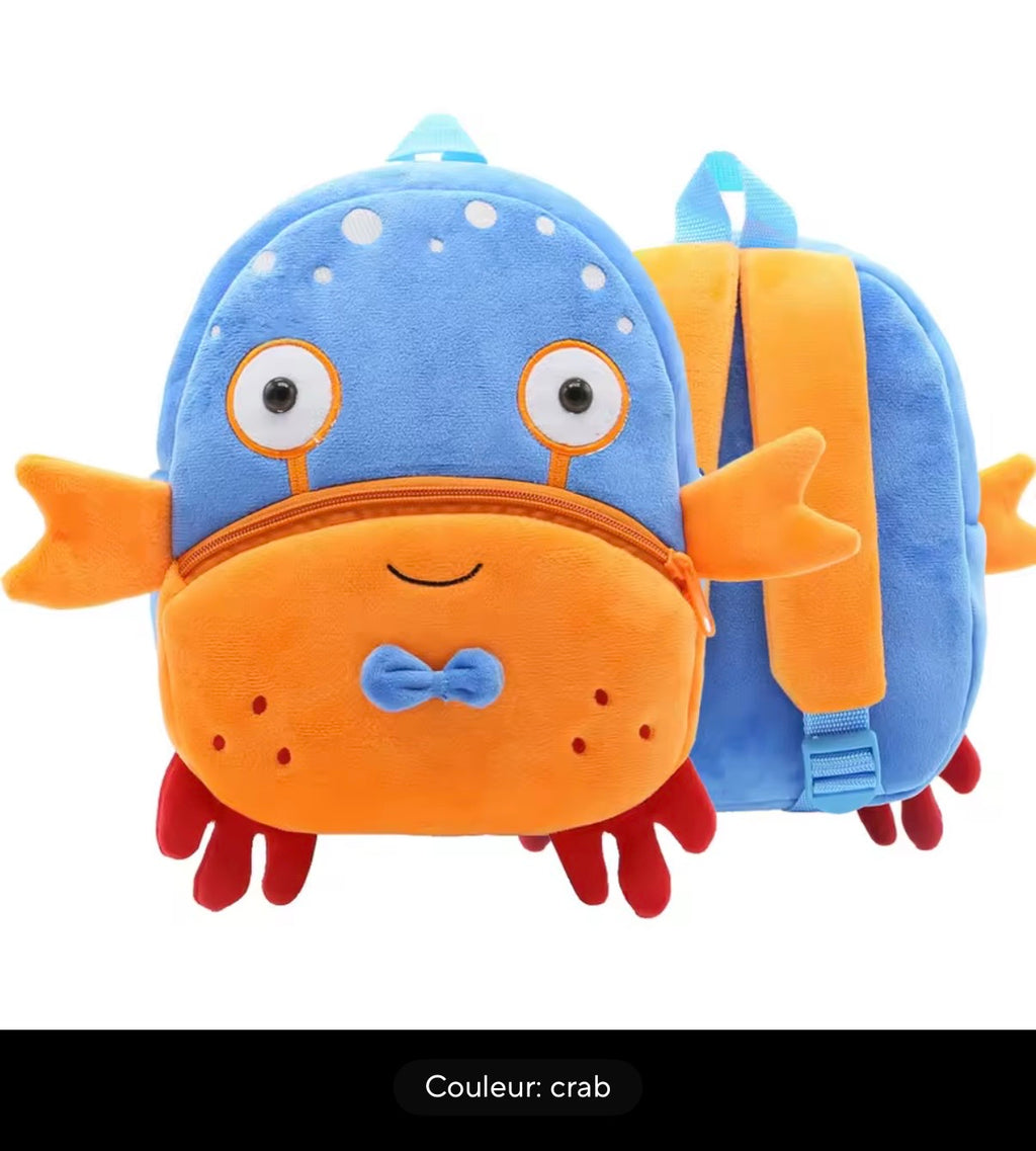 Sac à dos enfant animaux 3D en peluche - Kawaii maternelle