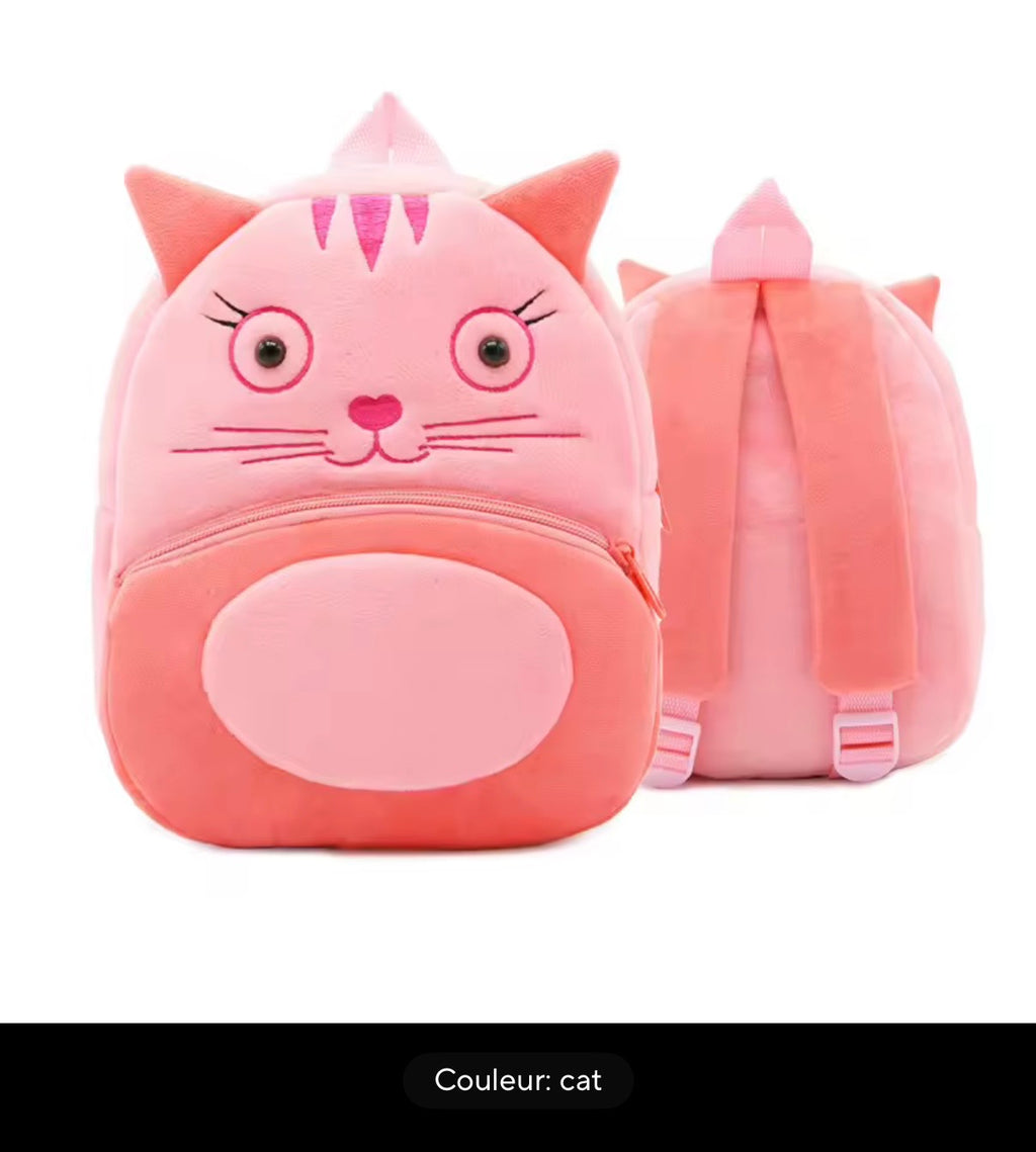 Sac à dos enfant animaux 3D en peluche - Kawaii maternelle