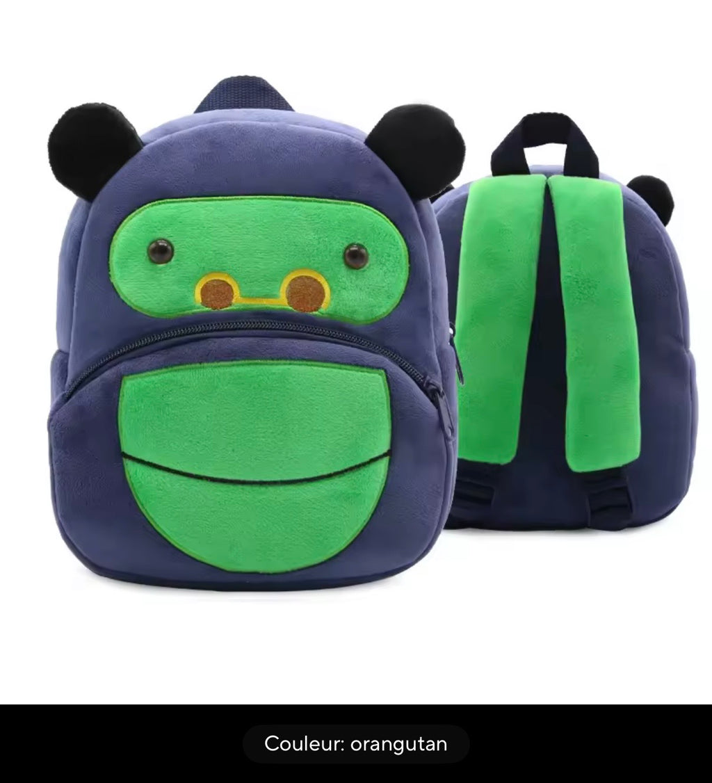 Sac à dos enfant animaux 3D en peluche - Kawaii maternelle