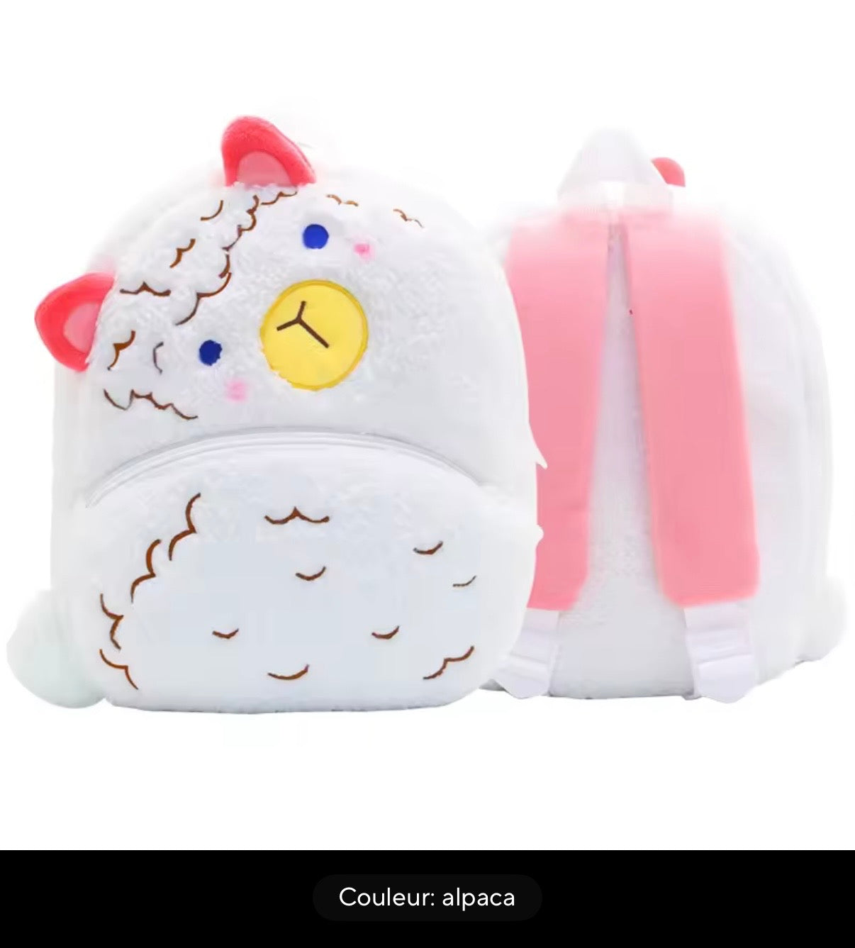 Sac à dos enfant animaux 3D en peluche - Kawaii maternelle