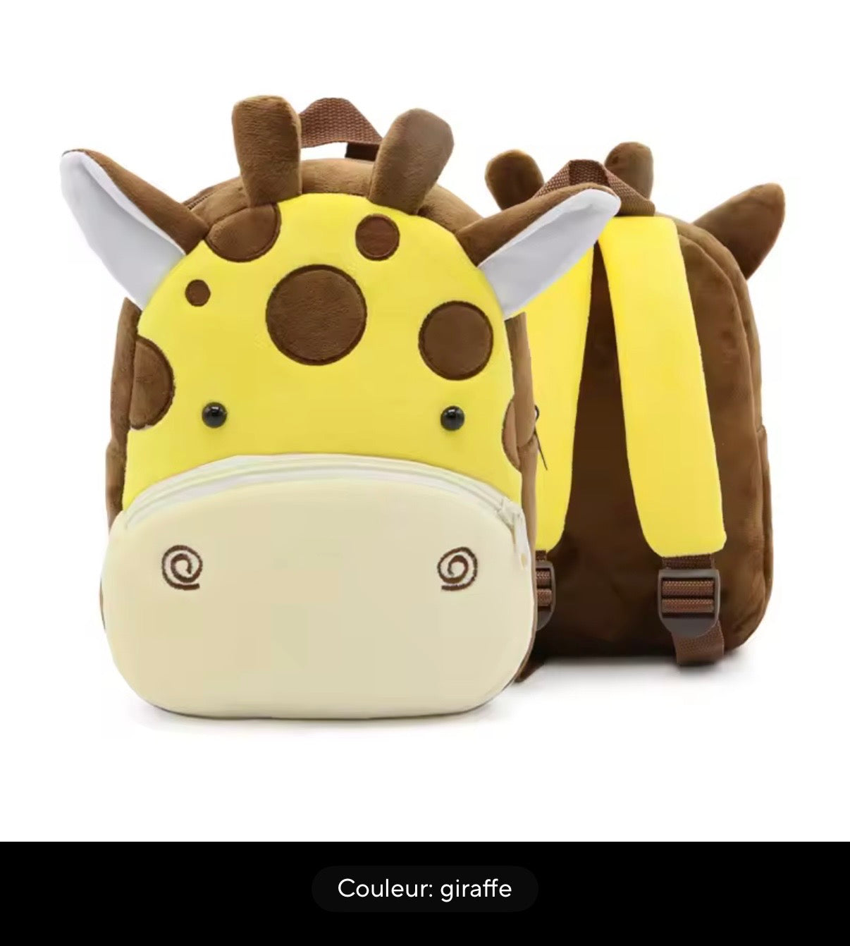 Sac à dos enfant animaux 3D en peluche - Kawaii maternelle