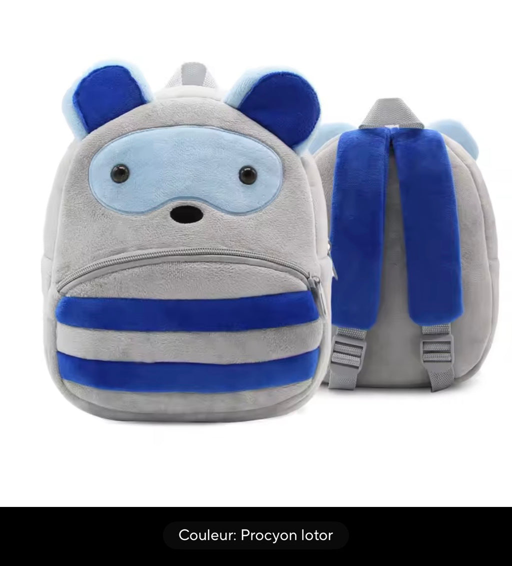 Sac à dos enfant animaux 3D en peluche - Kawaii maternelle